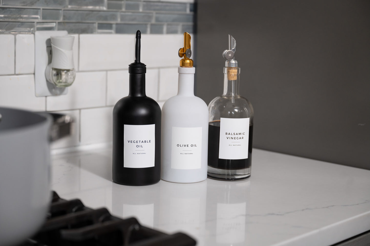 olive oil and vinegar glass bottles