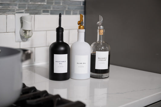 olive oil and vinegar glass bottles