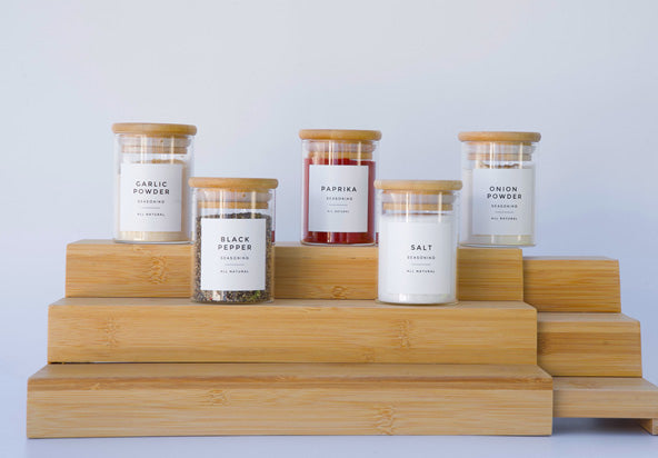 Shop Premium 5 Spices Glass Jars Set – Spice It Your Way