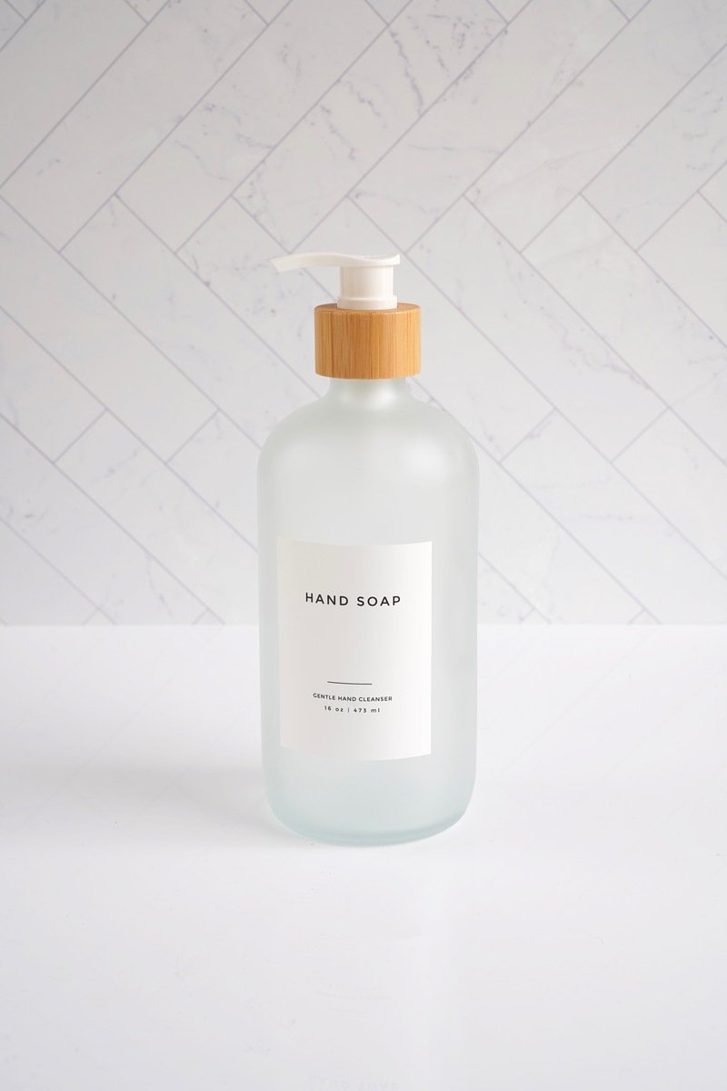 Toothpaste/Mouthwash Glass Bottles Set with Bamboo Tray