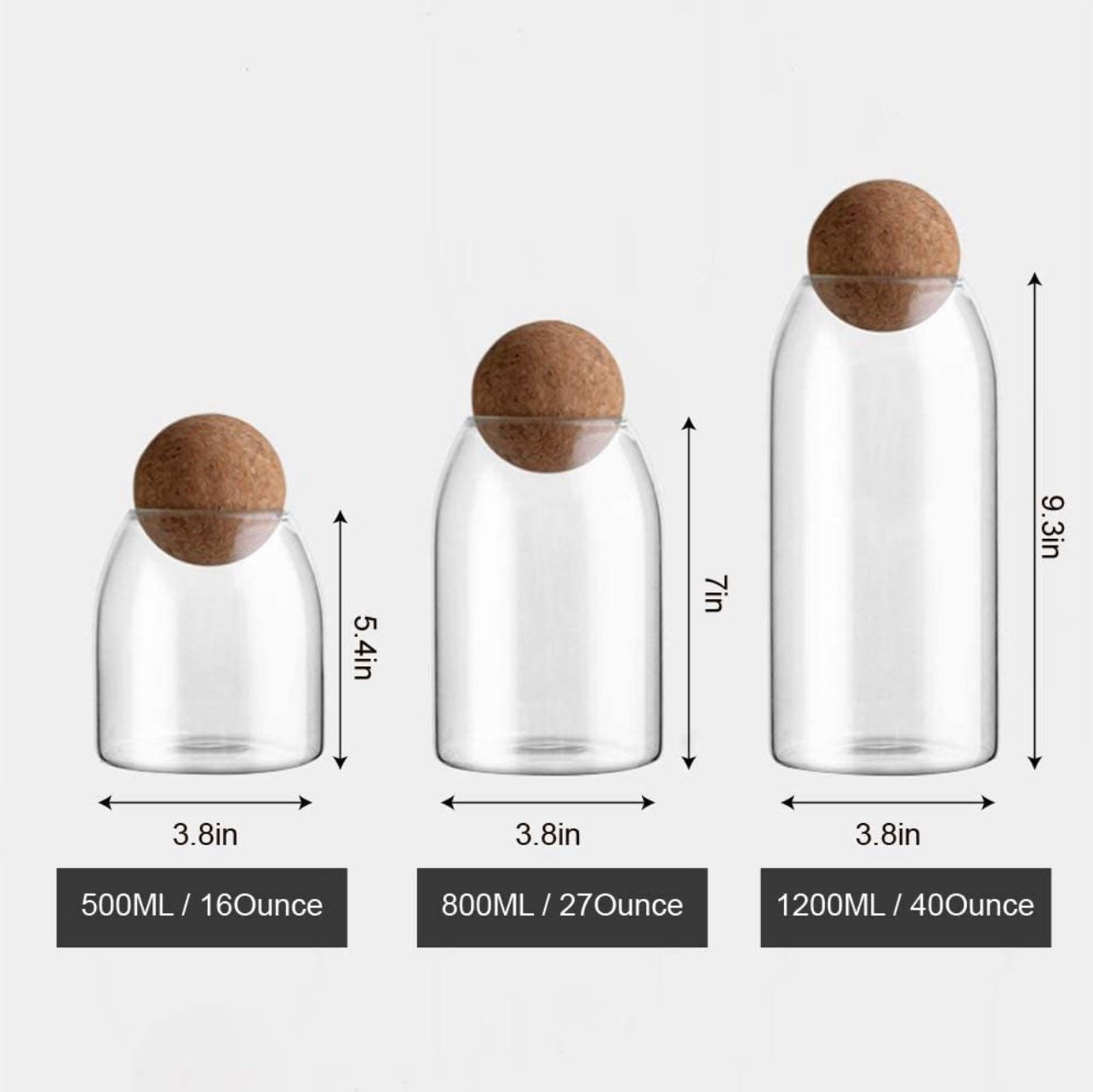 Glass Jars With Cork Ball