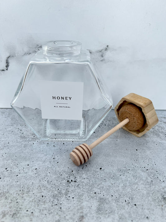 Honey Jar with Wooden Dipper