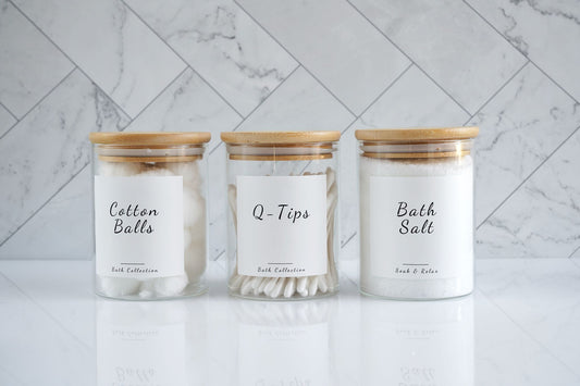 Bath Collection Bundle - Set of 3 Glass Jars with Signature Bamboo Lids