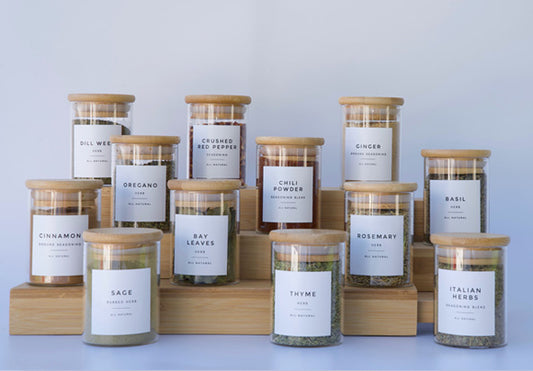 Essentials Package One - Set of 12 Herbs Pantry Jars