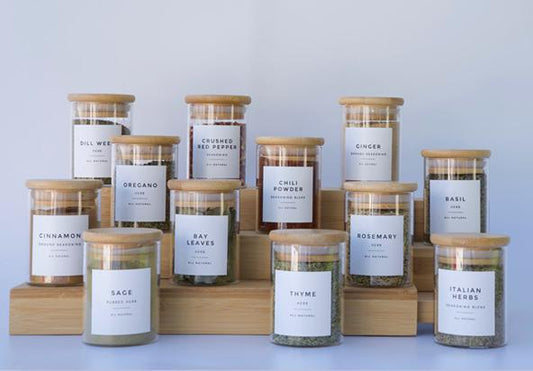 Pantry Jars with a Bamboo Rack