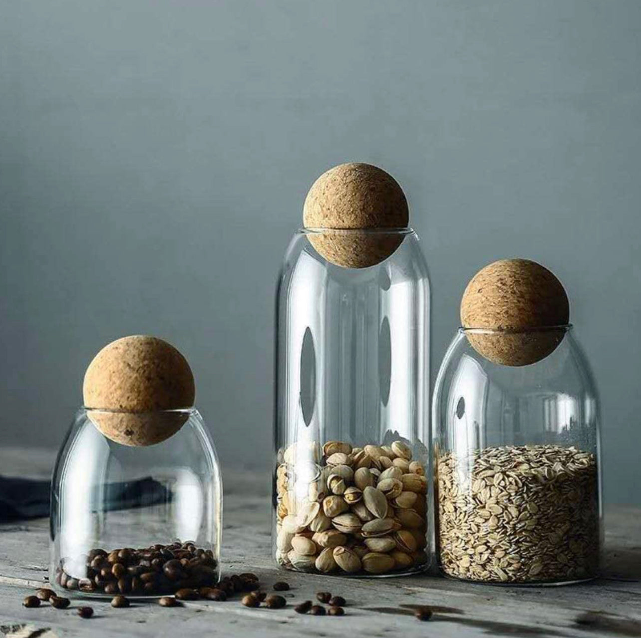 Glass Jars With Cork Ball