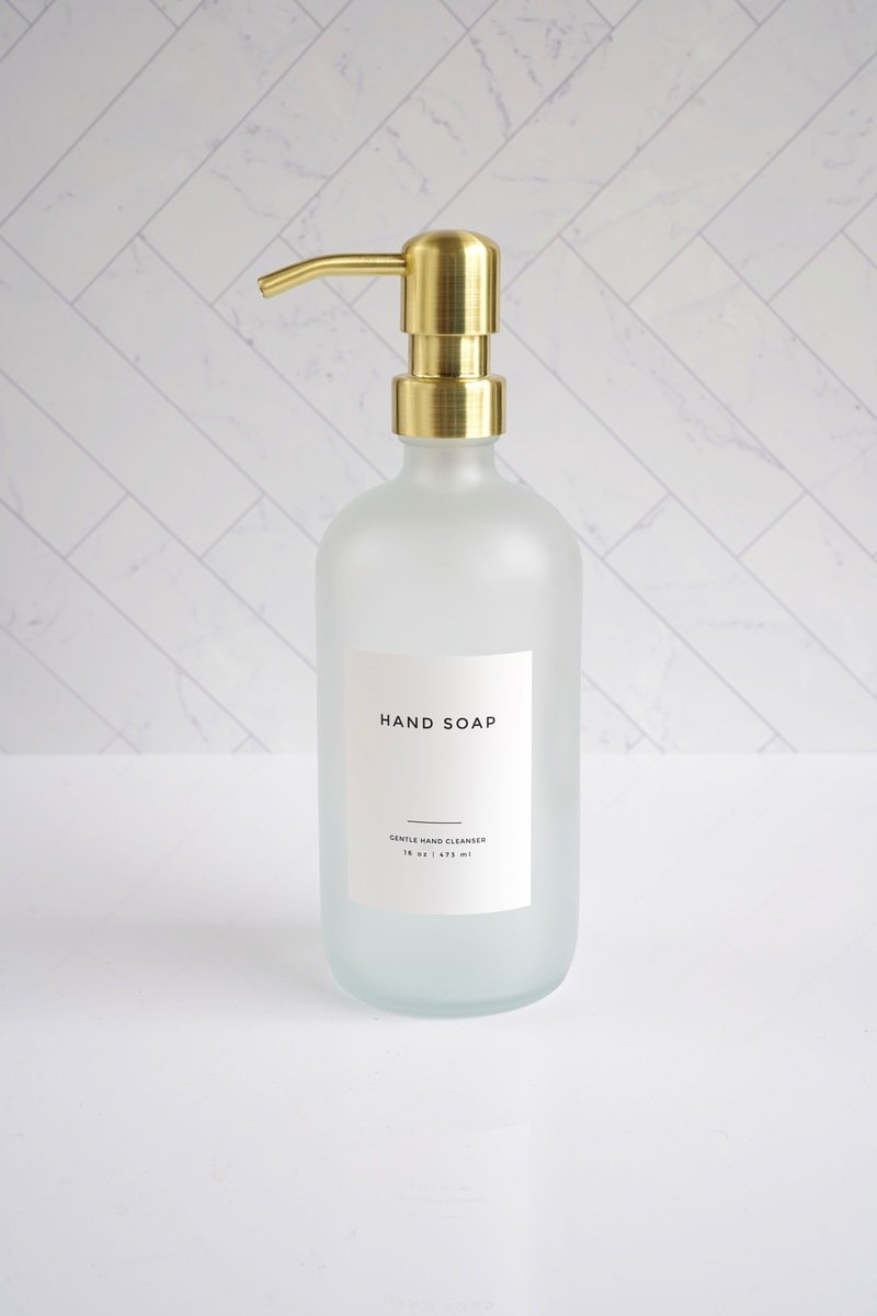 Hand/Dish Soap Bottles with Bamboo Tray Set