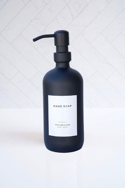 bathroom glass soap bottles