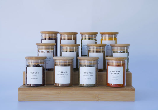 Buy Middle Eastern 12 Spice Glass Jars for Savory Flavors