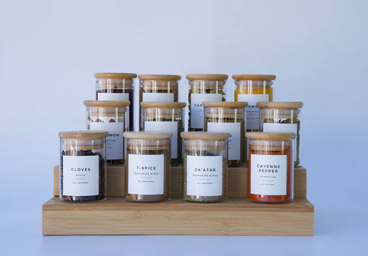 Bamboo Rack Glass Jar