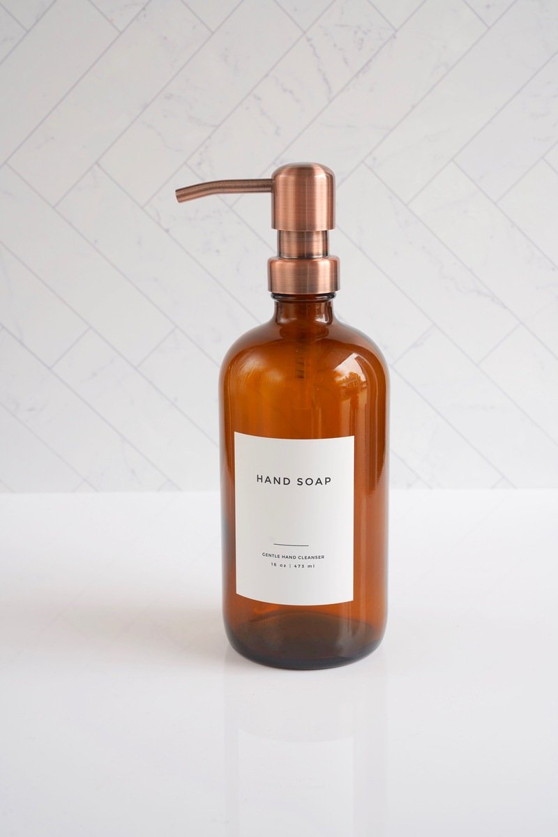 Hand/Dish Soap Bottles with Bamboo Tray Set