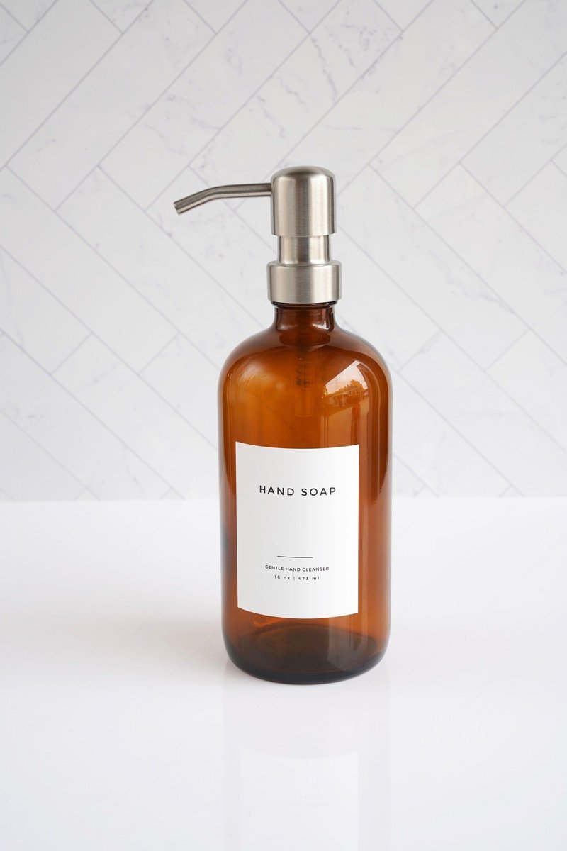 Hand/Dish Soap Bottles with Bamboo Tray Set