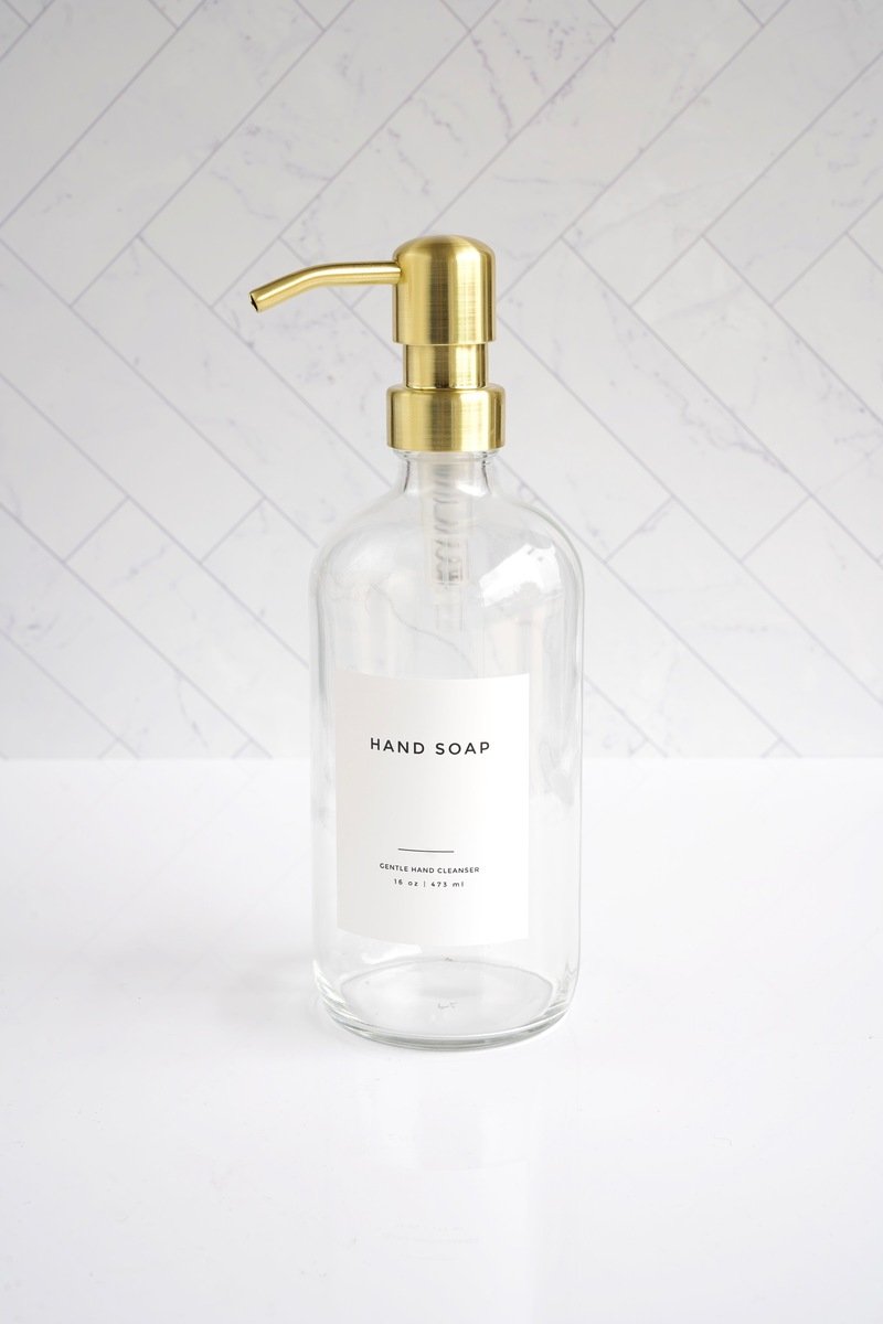 Hand/Dish Soap Bottles with Bamboo Tray Set