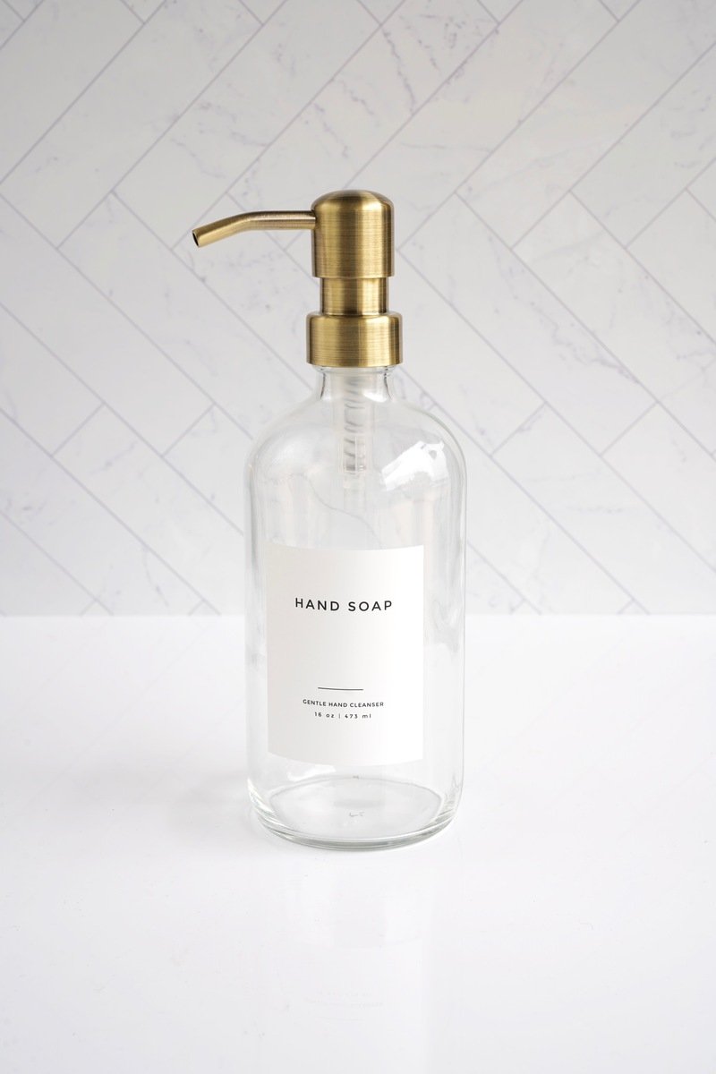 Hand/Dish Soap Bottles with Bamboo Tray Set