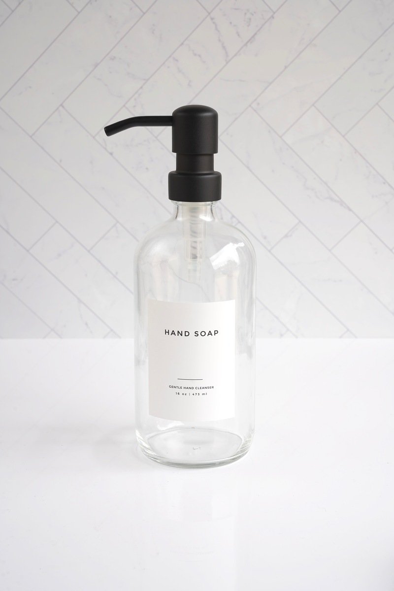 Hand/Dish Soap Bottles with Bamboo Tray Set