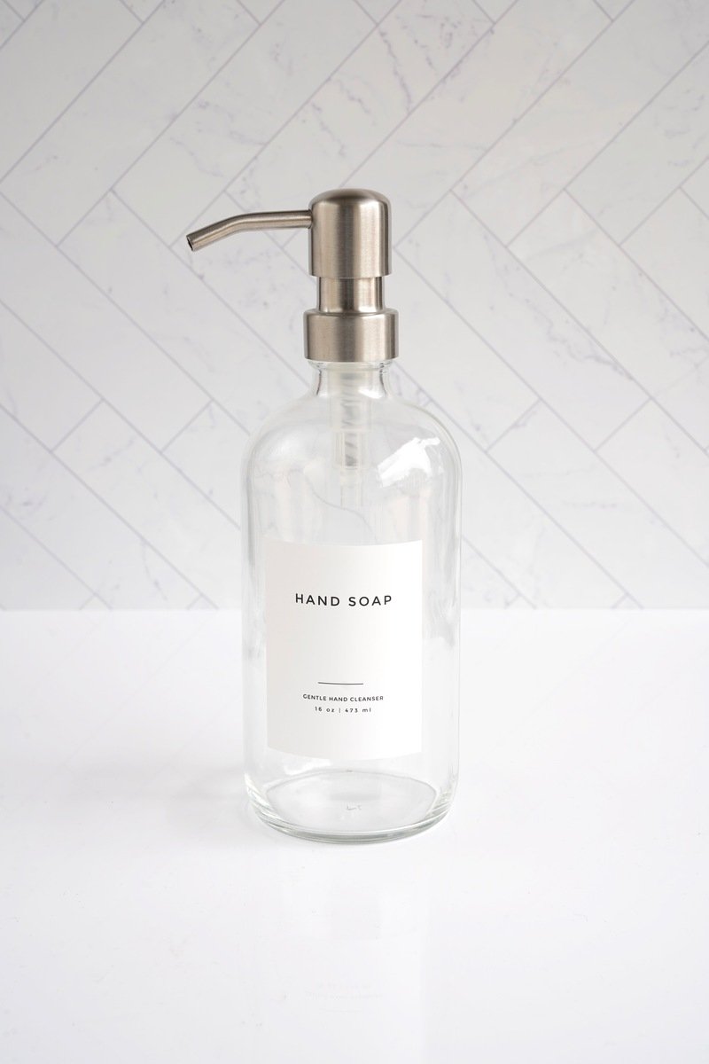 Hand/Dish Soap Bottles with Bamboo Tray Set