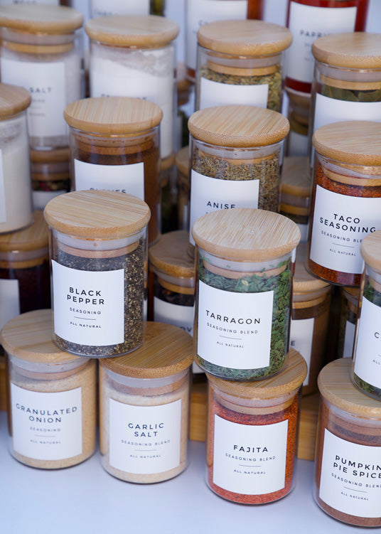 Ultimate Package - Set of 66 Pre-Filled Spice Pantry Jars